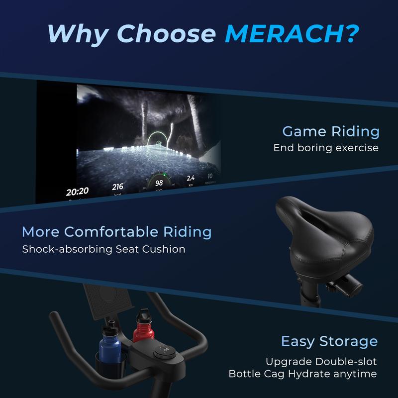 MERACH Exercise Bike for Home Stationary Bike with Enhanced Electronic LED Monitor Silent Belt Drive and Comfortable Seat Cushion for Cardio Workout