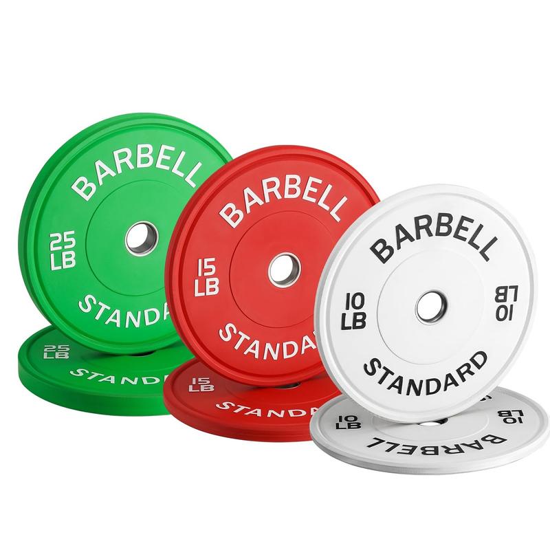 ER KANG Olympic Weight Plates, Color-Coded Bumper Plate Sets, Durable Rubber Weights with Steel Hub for Strength Training and Home Gym