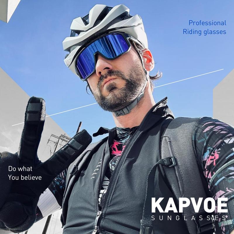 KAPVOE Polarized Cycling Glasses Sports Sunglasses, UV400 Protection Running Fishing Driving Baseball Glasses for Men Women