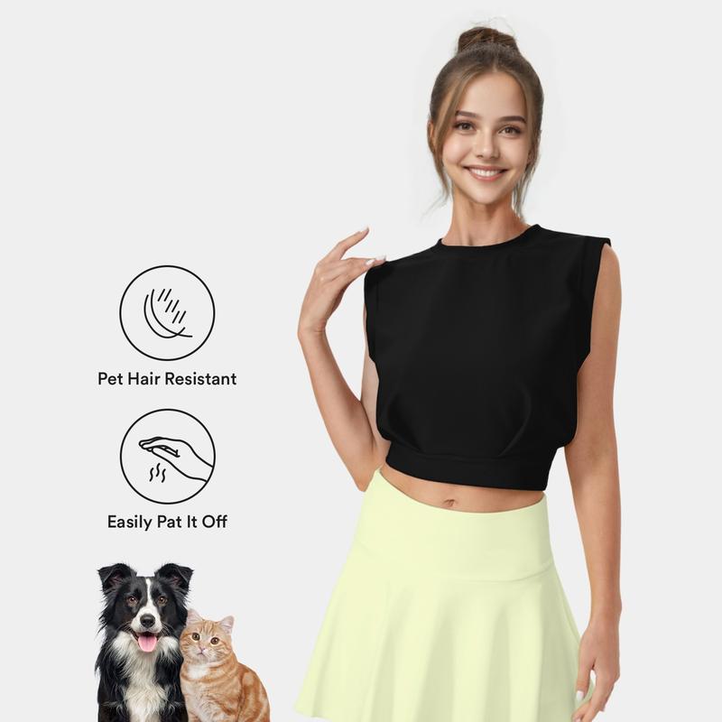 Halara Patitoff Flow Pet Hair Resistant Crew Neck Sleeveless Cropped Yoga Tank Top