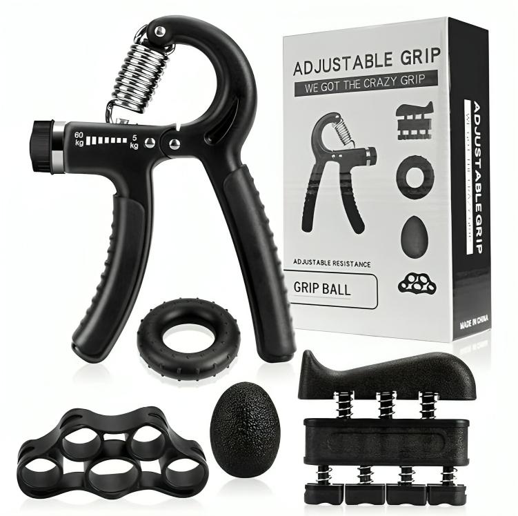 5 PCS Grip Strengthener Workout Kit Finger Exerciser, Grip Ring & Stress Relief Grip Ball - Muscle Building and Hand Injury Recovery