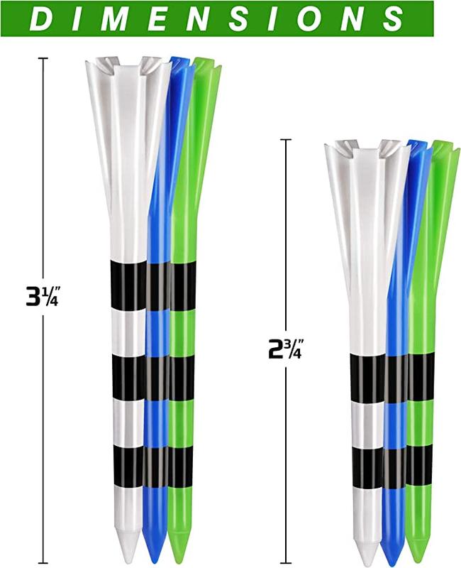 CHAMPKEY Premium 5 Prongs Golf Plastic Tees (75 Pack) | Reduce Friction & Side Spin Golf Tees