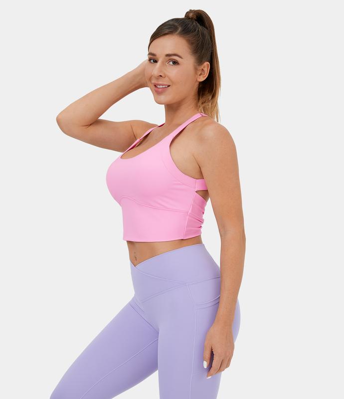 Halara Softlyzero️ plush Backless Cut Out Twisted Cropped Yoga Tank Top