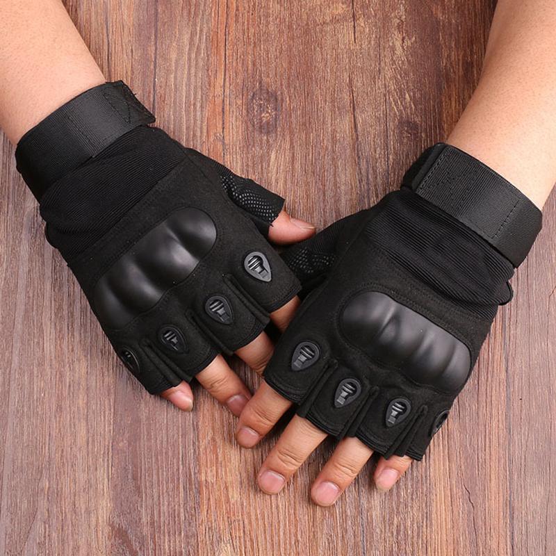 Hard Shell Half Finger Gloves, 1 Pair Protective Gloves with Adjustable Velcro for Outdoor Riding Cycling Use, Football Gear, Football Accessories, Gym Accessories, Summer Gift