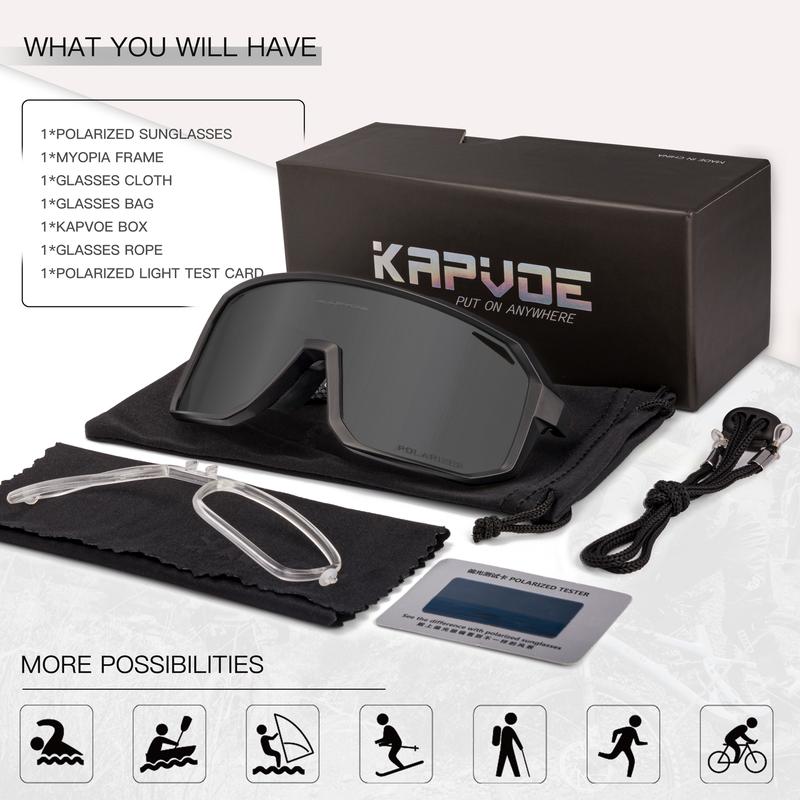 KAPVOE Polarized Cycling Glasses Sports Sunglasses, UV400 Protection Running Fishing Driving Baseball Glasses for Men Women