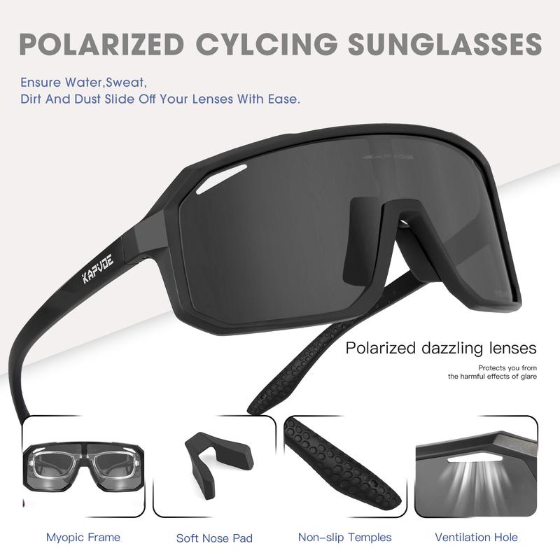 KAPVOE Polarized Cycling Glasses Sports Sunglasses, UV400 Protection Running Fishing Driving Baseball Glasses for Men Women