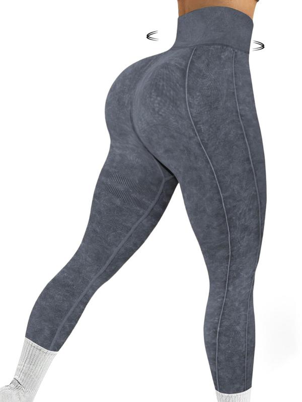 Women's Solid High Waist Sports Tummy Control Leggings, High Stretch Seamless Yoga Leggings Womenswear, Ladies Sportswear for Indoor Outdoor Wear for Fall, Fall Outfits 2024 90S Clothes