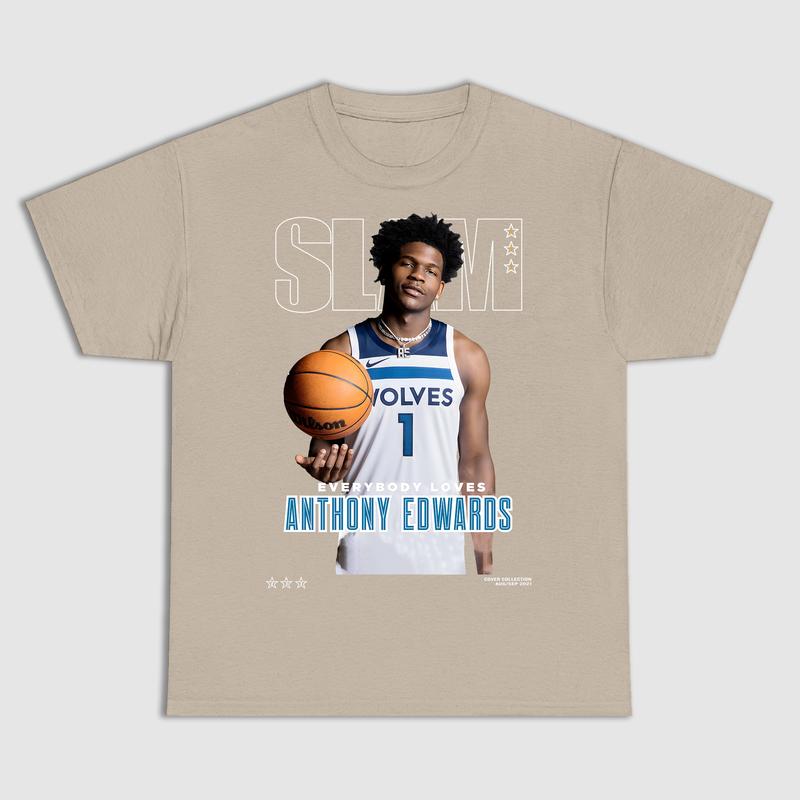 Vintage Sports Tee for Men featuring Anthony Edwards on GILDAN Classic Cotton Shirt