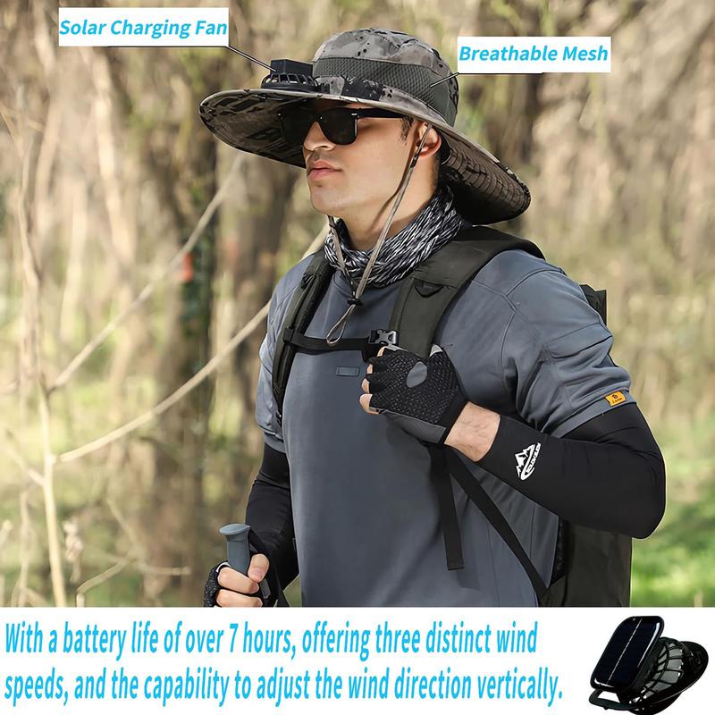 {Clearence Event} Solar Fan Hats for Men Women, Hat with Fan, Wide Brim Solar Fan Outdoor Fishing Hat-Solar USB Charging