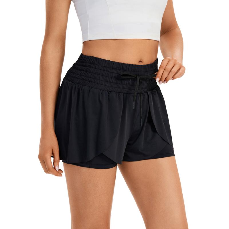 Women's Plain 2 IN 1 Drawstring Waist Shorts Gym Yoga Athletic Workout Running Sport Skorts Ladies Lounge Casual Summer Bottoms for Daily Wear Outdoor Outfits