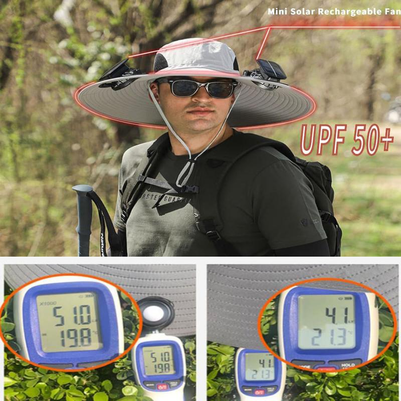 {Clearence Event} Solar Fan Hats for Men Women, Hat with Fan, Wide Brim Solar Fan Outdoor Fishing Hat-Solar USB Charging