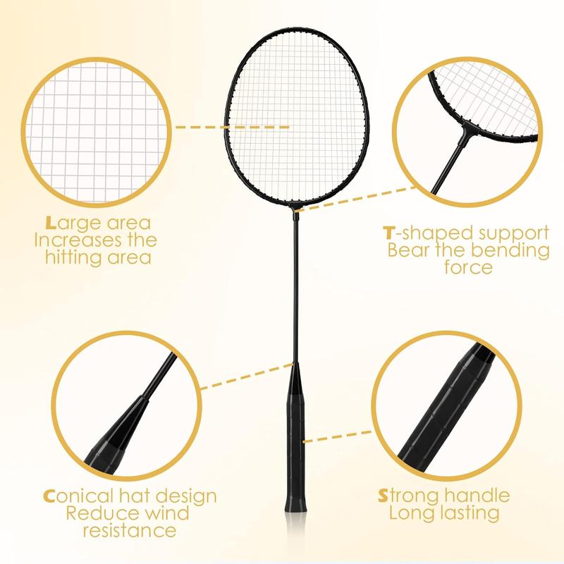 12 Pcs Badminton Rackets with 18 Nylon Badminton, Badminton Racquet Bulk, Shuttle Badminton Set for Adults Teenagers Youth Beginners Advanced Player Backyard Gym Beach Outdoor