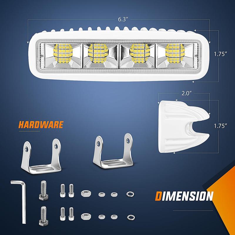 Nilight Marine LED Pods Navigation Lights 2PCS 72W White Flood Beam Ponton Boat Deck Dock Lights for Night Fishing T-top Stern Yacht Kayak Port