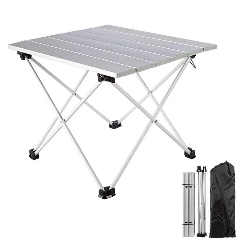 Adjustable Height Folding Table, 1 Count Lightweight Portable Aluminum Frame Camping Folding Table with Bag, Home Organizer for Outdoor Camping Picnic