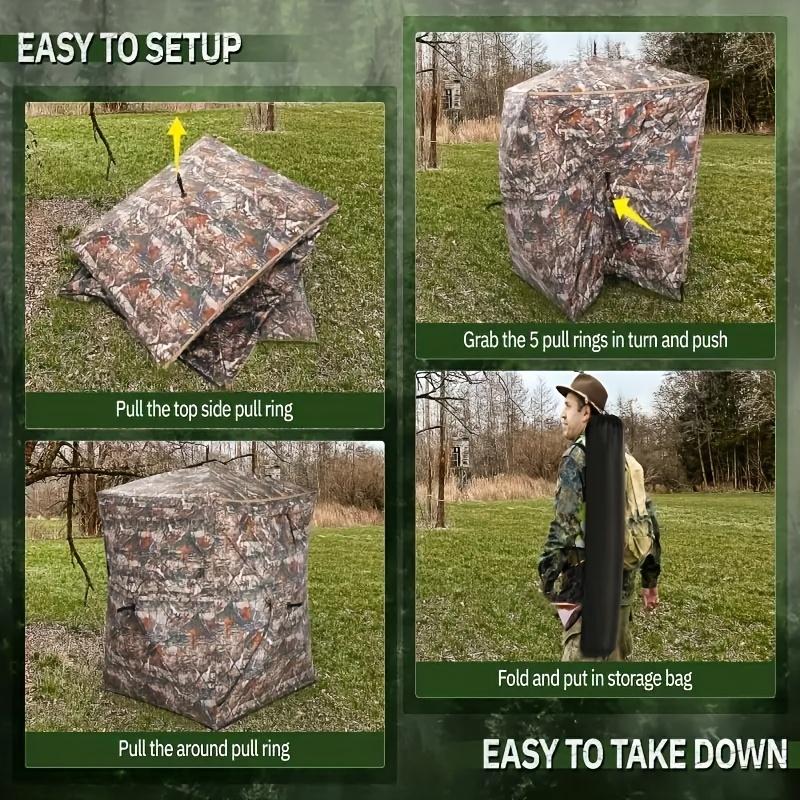 Rengue 360-Degree Unobstructed View Hunting Blind, Portable Pop-Up Ground Shelter for 2-3, Durable Oxford Cloth, Silent-Slid Windows