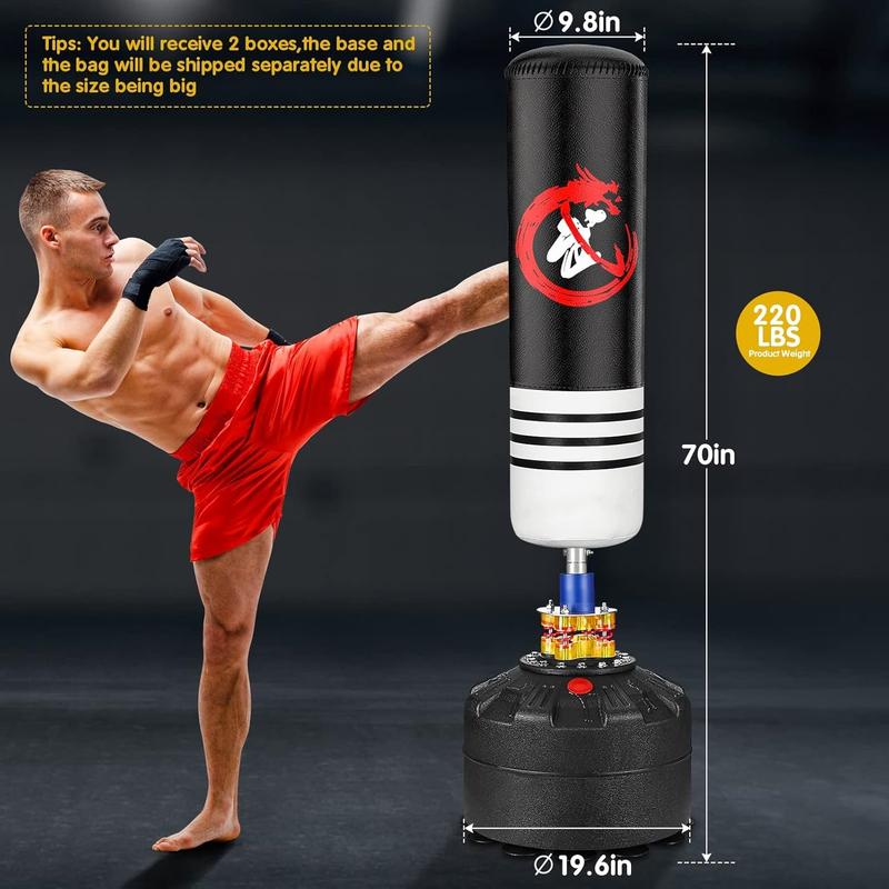 Freestanding Punching Bag, Heavy Boxing Bag with Stand for Adult Teens Kids, Kickboxing Bag with Suction Cup Base for MMA Muay Thai Fitness