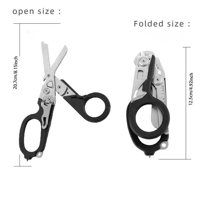 Stainless Steel Folding Scissors, Multifunctional Folding Scissors with Storage Box, Outdoor Survival Tool, Creative Tool for Outdoor Camping