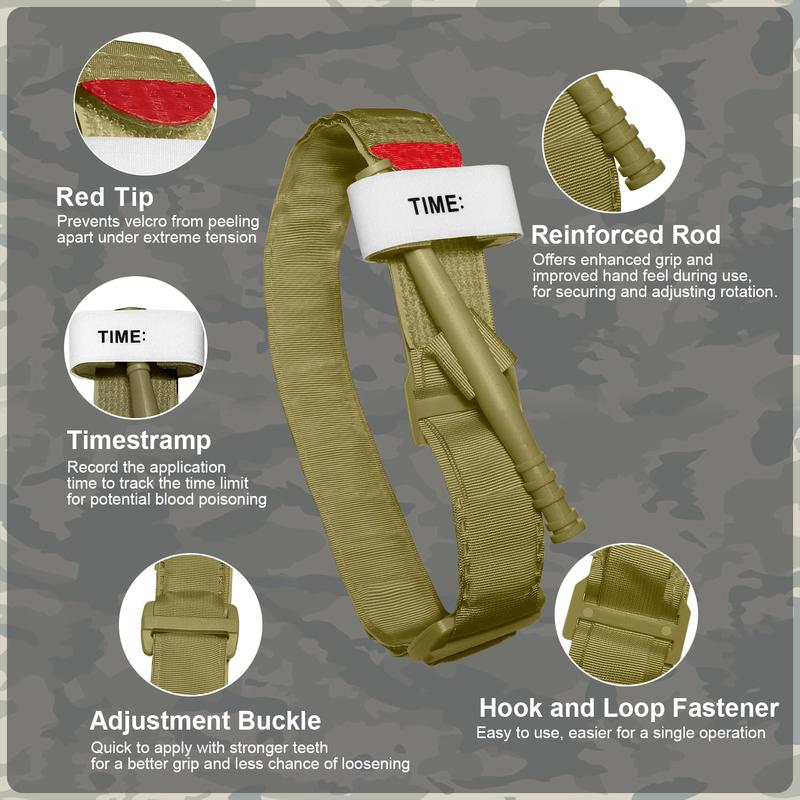 Stop The Bleed Kit Tourniquet, 4 Pack, Dark Green - Military Emergency Tourniquets for Combat, Tactical Gear for Outdoor Emergency