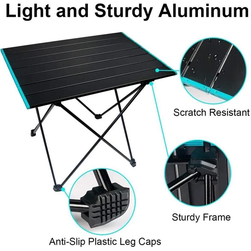 Adjustable Height Folding Table, 1 Count Lightweight Portable Aluminum Frame Camping Folding Table with Bag, Home Organizer for Outdoor Camping Picnic