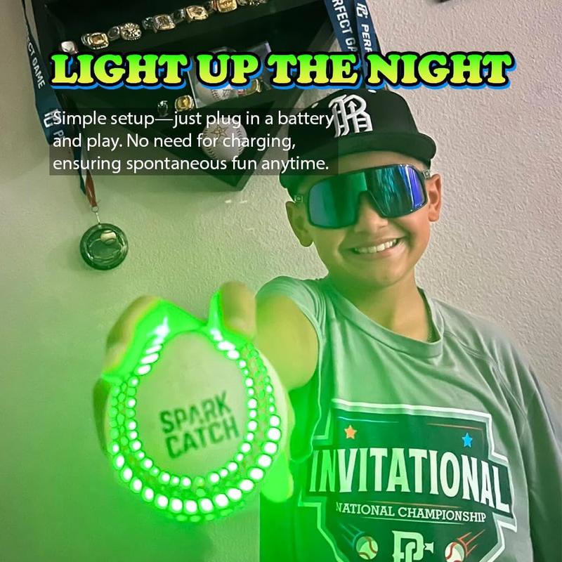 SPARK CATCH Light Up Baseball, Glow in The Dark Baseball, Sports Gear Accessories Gifts for Boys 8 9 10 11 12 13 14 15 Years Old, Kids Teens All Ages Gift Ideas