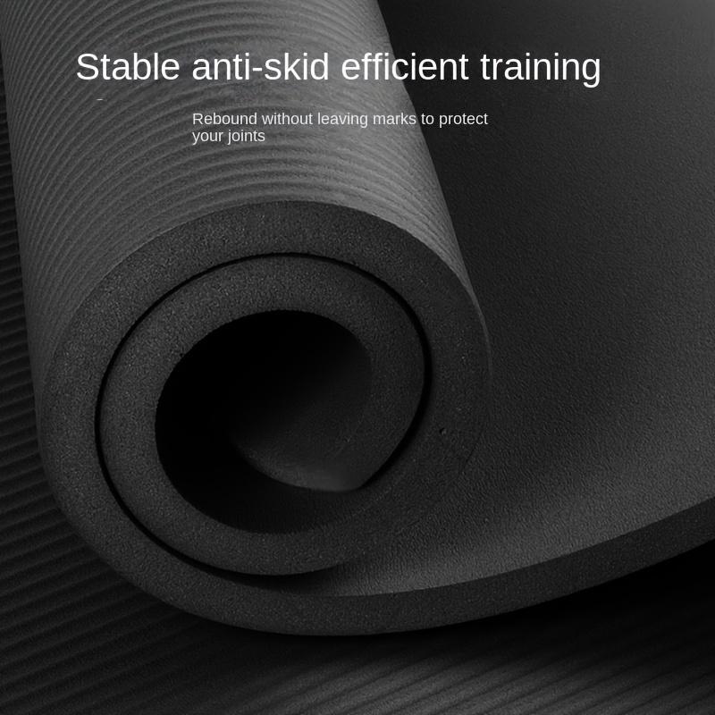 1pc SY Men'S Gym Mat - NBR Anti-Slip, Wear-Resistant, Sound Insulation, Shock Absorption, Solid Black, Extra-Thick Exercise & Fitness Mat for Yoga, Pilates, and Floor Workouts