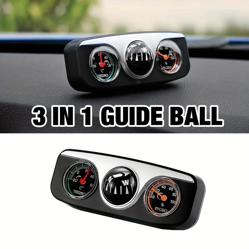 3 in 1 Car Dashboard Compass, Multifunctional Car Dashboard Temperature & Humidity Gauge, Self Adhesive Accurate Navigation Accessories for Car, Truck & Boat