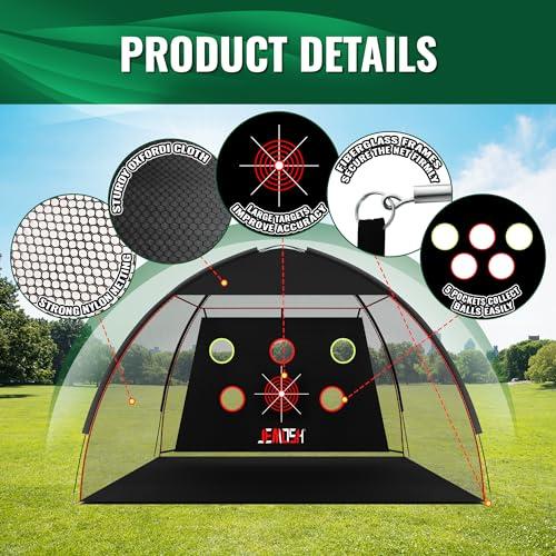 JEMOSH 10x7 Ft Golf Net & Mat Set