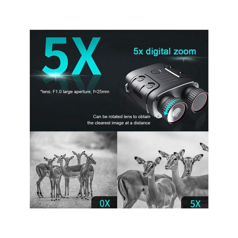 Night Vision Binoculars, Night Vision Goggles For Hunting, 5X Digital Zoom 1080P Infrarednight Vision Monocular For Viewing 984ft 300M In 100% Dark