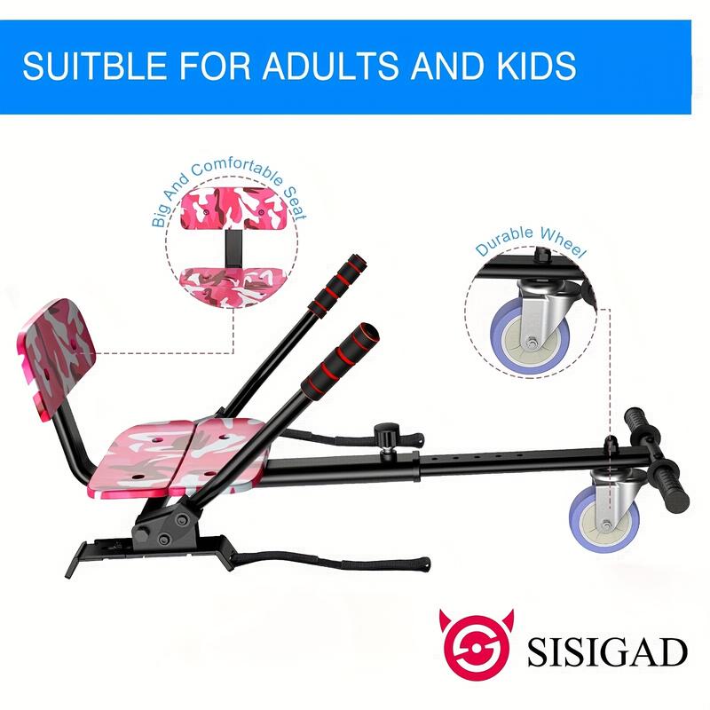 SISIGAD Hoverboard Kart Seat Attachment with Adjustable Frame Compatible with 6.5