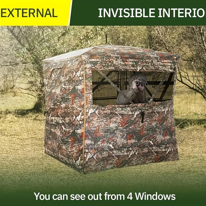 Rengue 360-Degree Unobstructed View Hunting Blind, Portable Pop-Up Ground Shelter for 2-3, Durable Oxford Cloth, Silent-Slid Windows