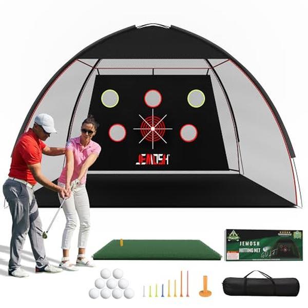 JEMOSH 10x7 Ft Golf Net & Mat Set