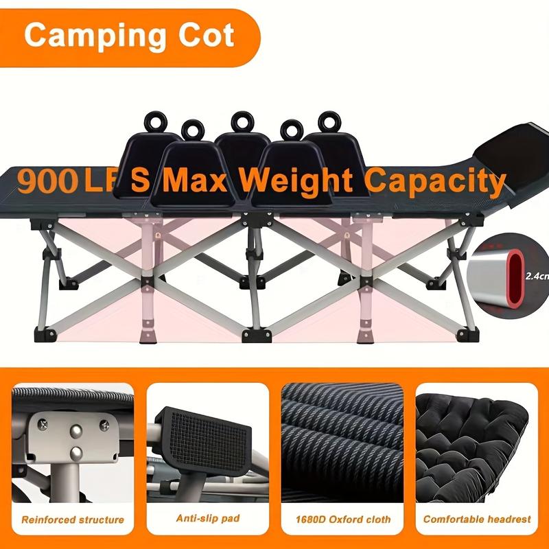 Heavy Duty Double Layer Folding Bed - 1200D 900lb Loading Cot For Adults, Portable Camping Guest Bed With Mattress And Carrying Bag For Home And Outdoor Sleeping