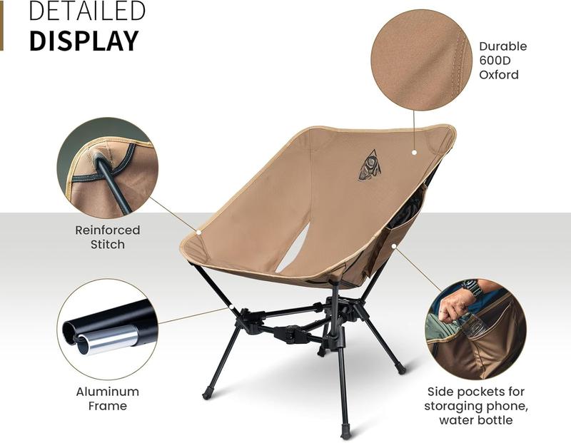 Tigerblade Camping Chair, Lightweight Folding Backpacking Hiking Chair, Compact Portable 330 lbs Capacity