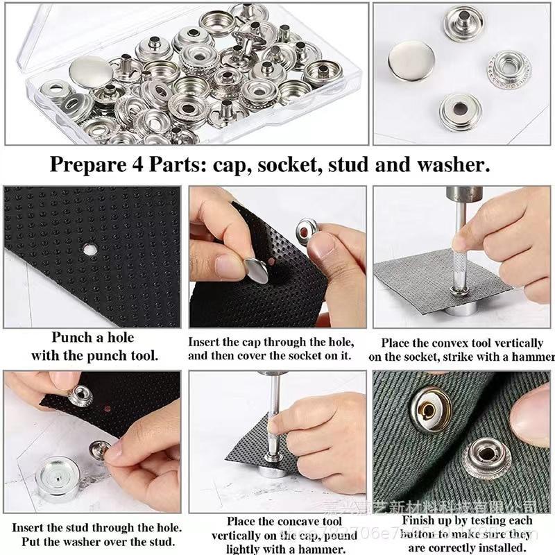 Stainless Steel Snap Fastener, Press Studs Button for Marine Boat Canvas, Fastener & Hooks for Home, Office, Car, Truck, Boat