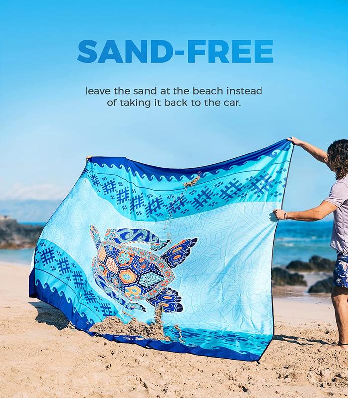 New! OCOOPA Diveblues Beach Blanket Sand proof Mat 10'X 9' Fits 1-8 Adults Easy Pack -- Bohemia Turtle