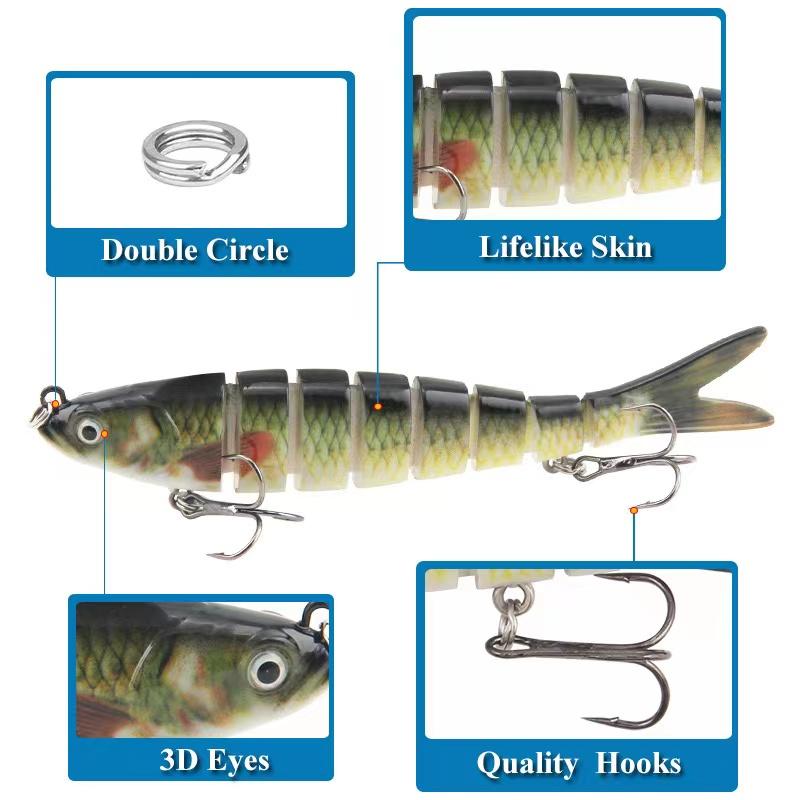 Fishing Lures for Freshwater and Saltwater, Lifelike Swimbait for Bass Trout Crappie Walleye Pike, Slow Sinking Bass Fishing Lure, Must-Have Fishing Gifts for Men, Family Fishing Gear Plugs tacklebox robotic lure lures for