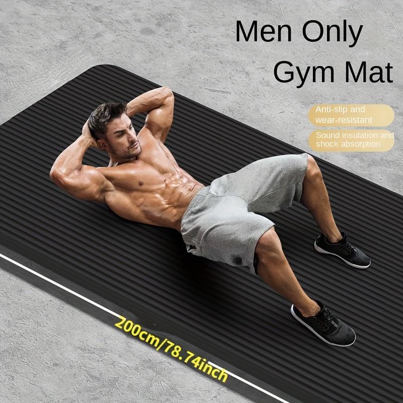 1pc SY Men'S Gym Mat - NBR Anti-Slip, Wear-Resistant, Sound Insulation, Shock Absorption, Solid Black, Extra-Thick Exercise & Fitness Mat for Yoga, Pilates, and Floor Workouts